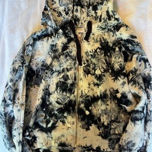 SOUL CYCLE ACID WASH ZIP UP HOODIE